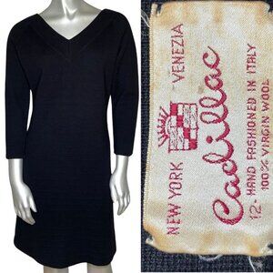 Vintage 60s CADILLAC Venezia Hand-Fashioned Italy Bandage Wool Sweater Dress 12